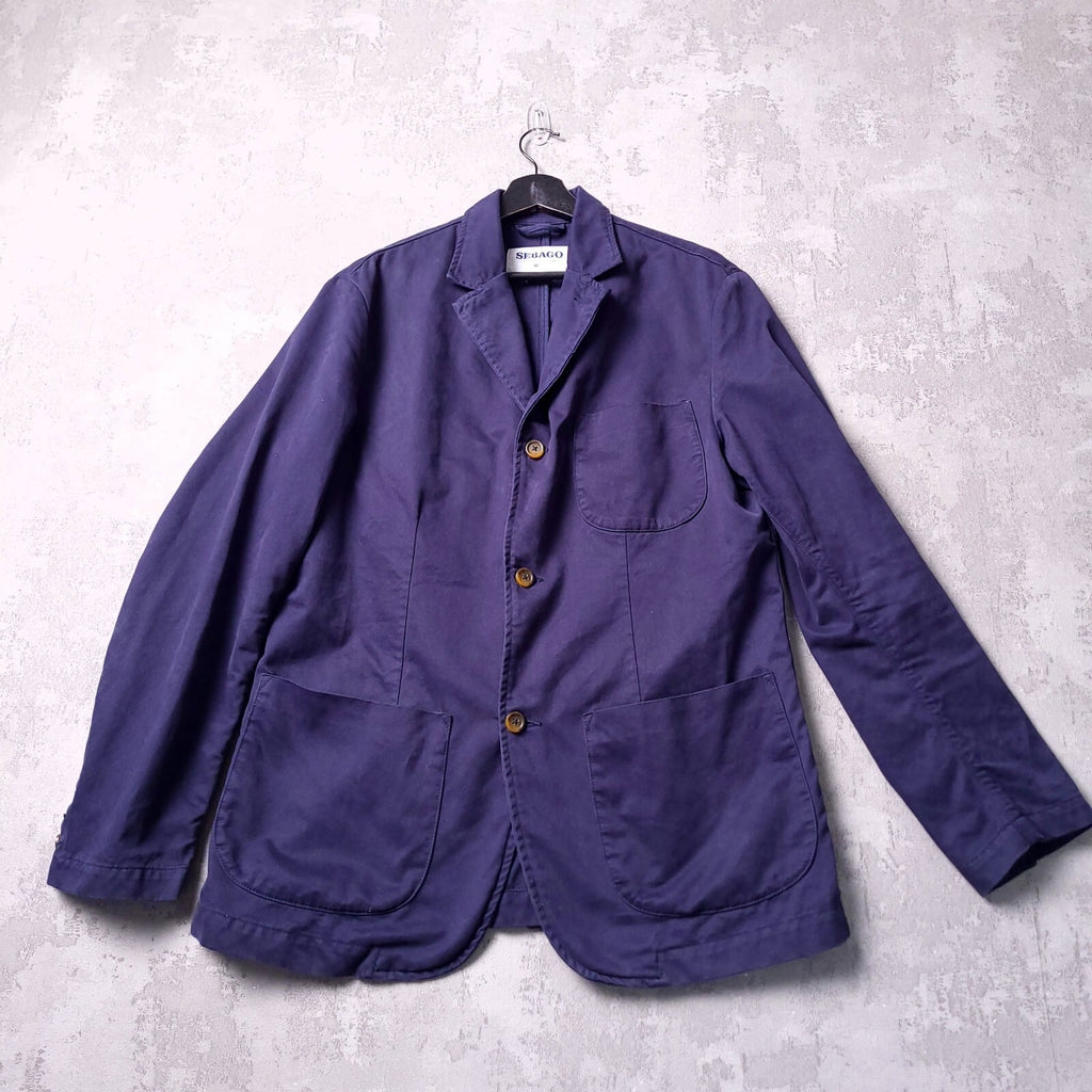 Sebago Blazer Jacket Mens 42 Regular Fit Navy Blue Sport Coat Cotton Chore