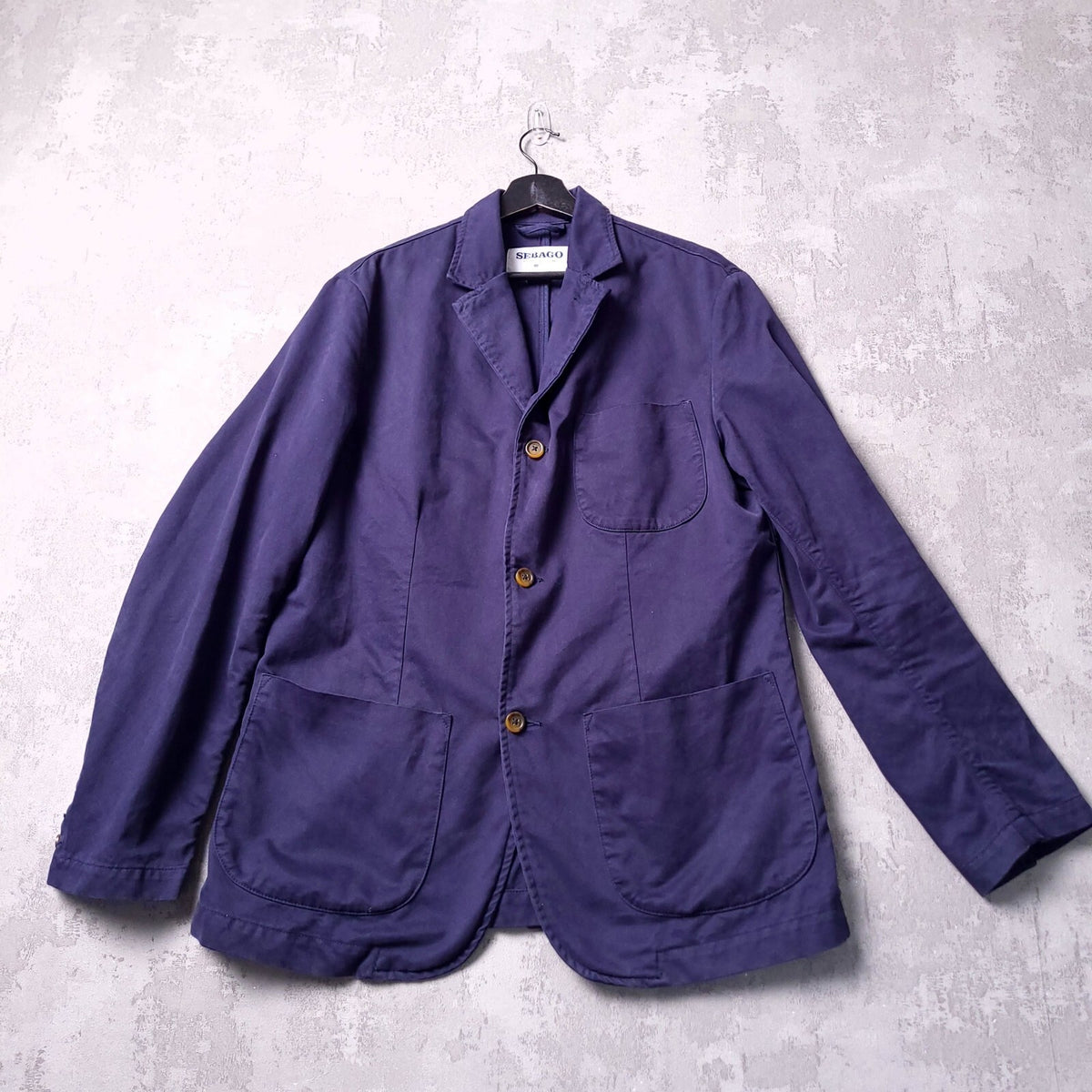 Sebago Blazer Jacket Mens 42 Regular Fit Navy Blue Sport Coat Cotton Chore