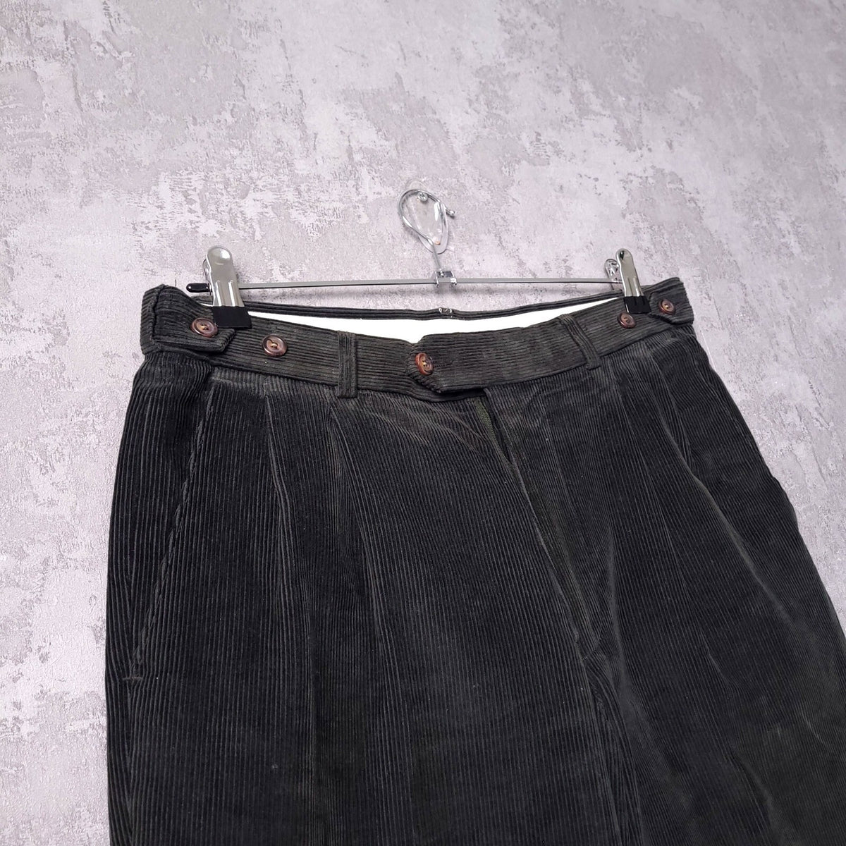 Vintage St Michael Heavy Corduroy Trousers Mens W32 L31 Olive Green Pleated