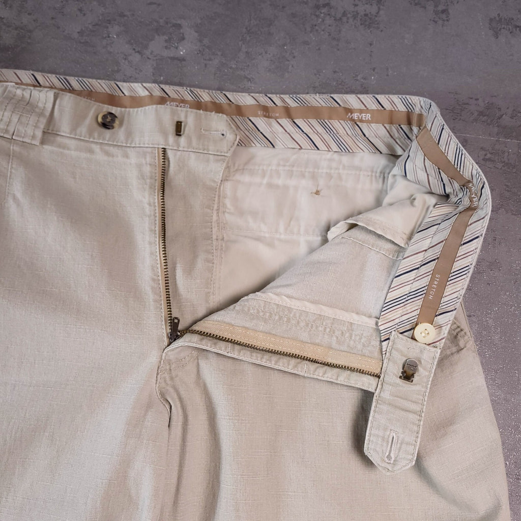 Meyer Trousers Mens W38 L34 Regular Fit Beige Cotton Stretch Chinos