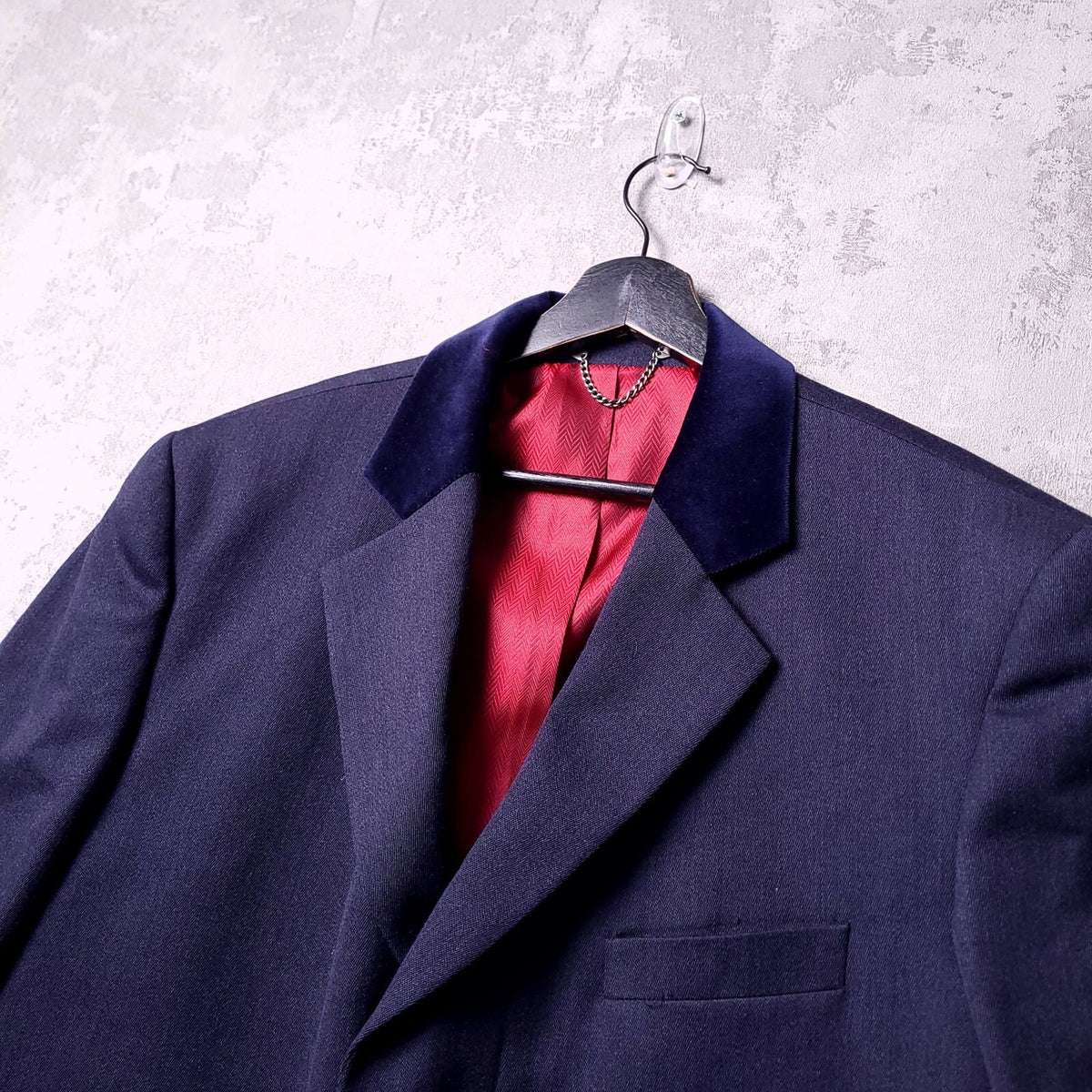 Samuel Windsor Wool Overcoat Mens 44R Reg Fit Navy Chesterfield Velvet Collar