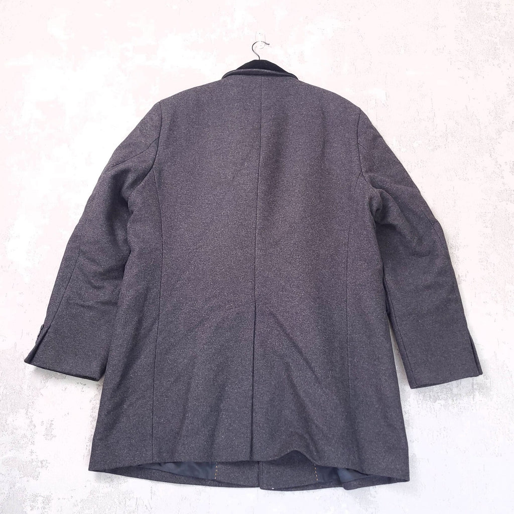 Barbour Wool Overcoat Jacket Mens 48R Regular Fit Charcoal Grey Edward