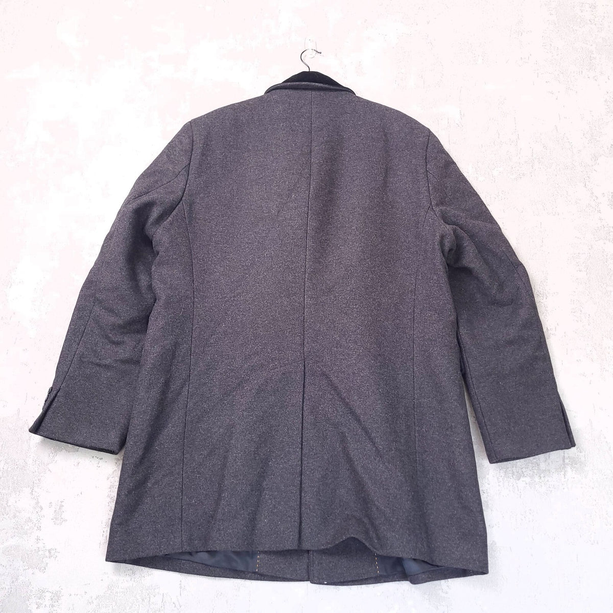 Barbour Wool Overcoat Jacket Mens 48R Regular Fit Charcoal Grey Edward