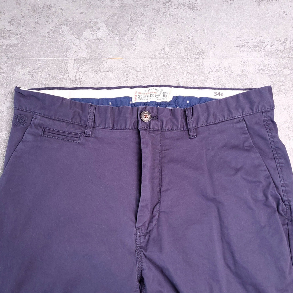 Fat Face Chinos Mens W34 L30 Navy Blue Reg Fit Trousers Cotton Stretch Heyshott