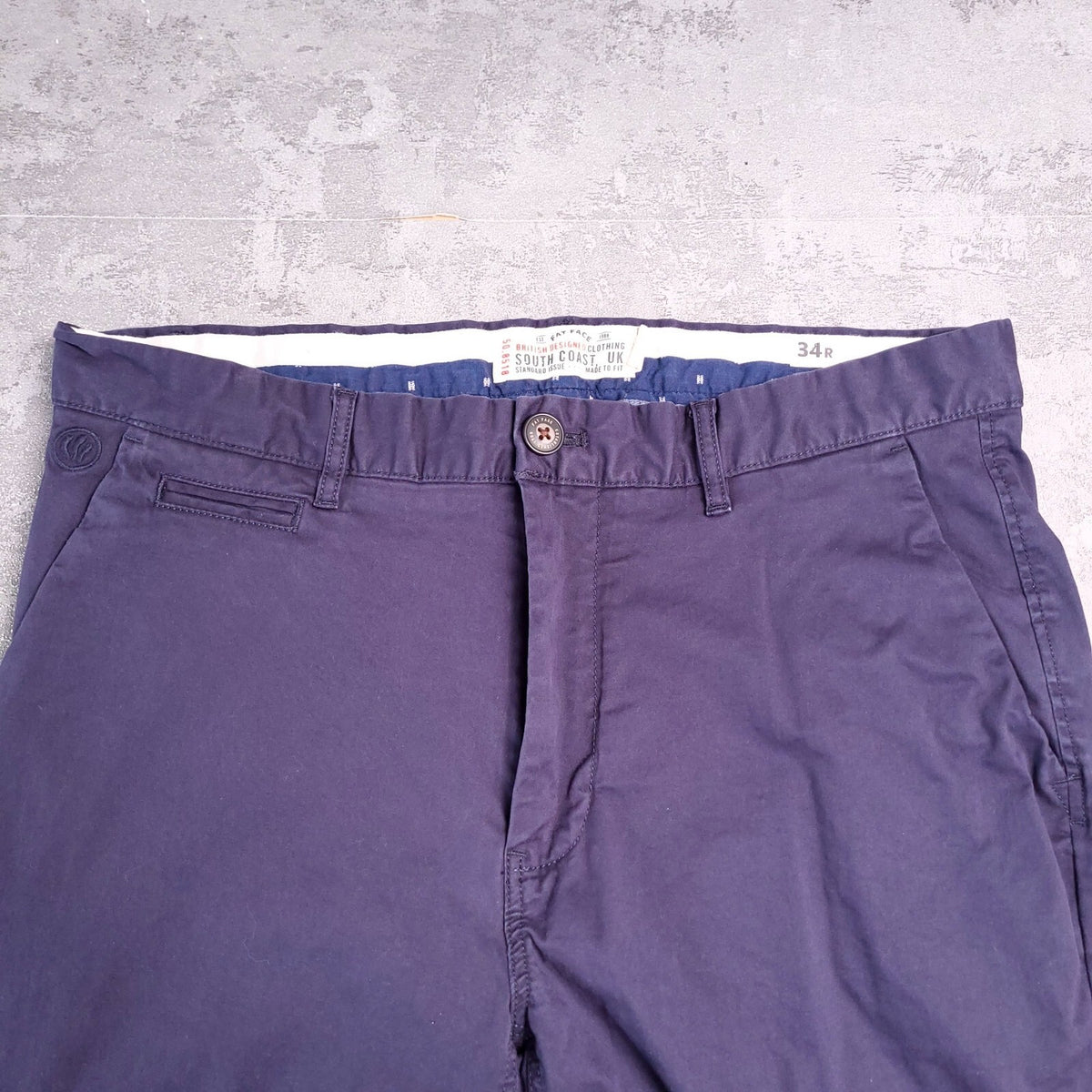 Fat Face Chinos Mens W34 L30 Navy Blue Reg Fit Trousers Cotton Stretch Heyshott