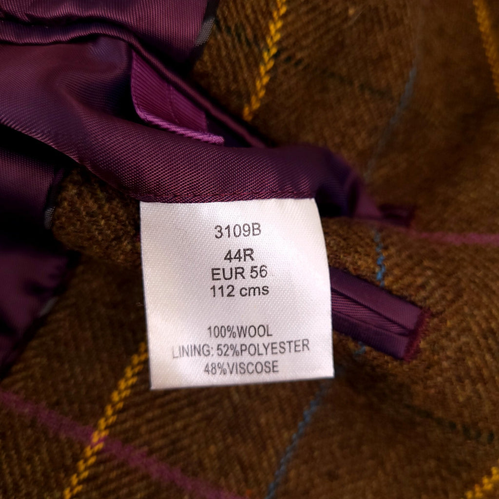 Brook Taverner Moon Tweed Blazer Mens 44R Brown Check Wool Jacket