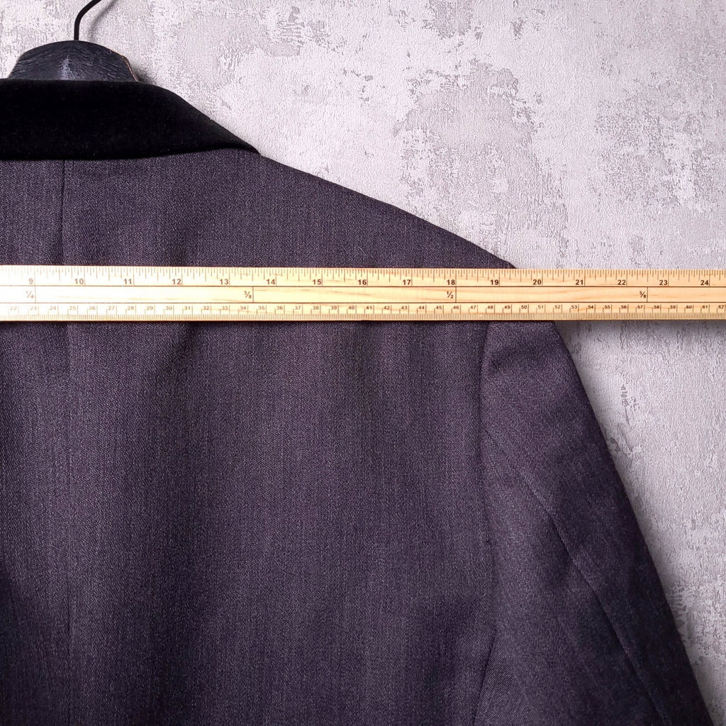 Samuel Windsor Wool Overcoat Mens 42R Reg Fit Grey Velvet Collar Crombie Coat