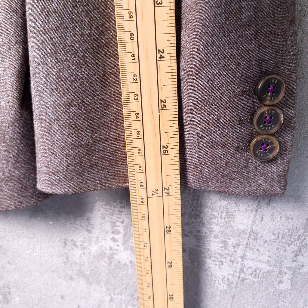 Ted Baker Tweed Blazer Jacket Mens 44R Regular Fit Grey Chess Lining Sport Coat