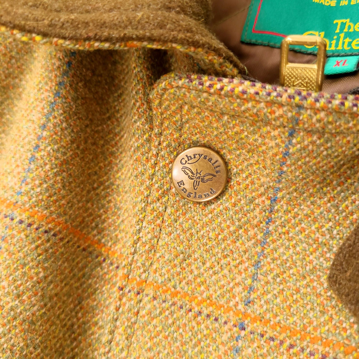 Chrysalis Tweed Overcoat Field Jacket Mens XL Mustard Yellow Check The Chiltern