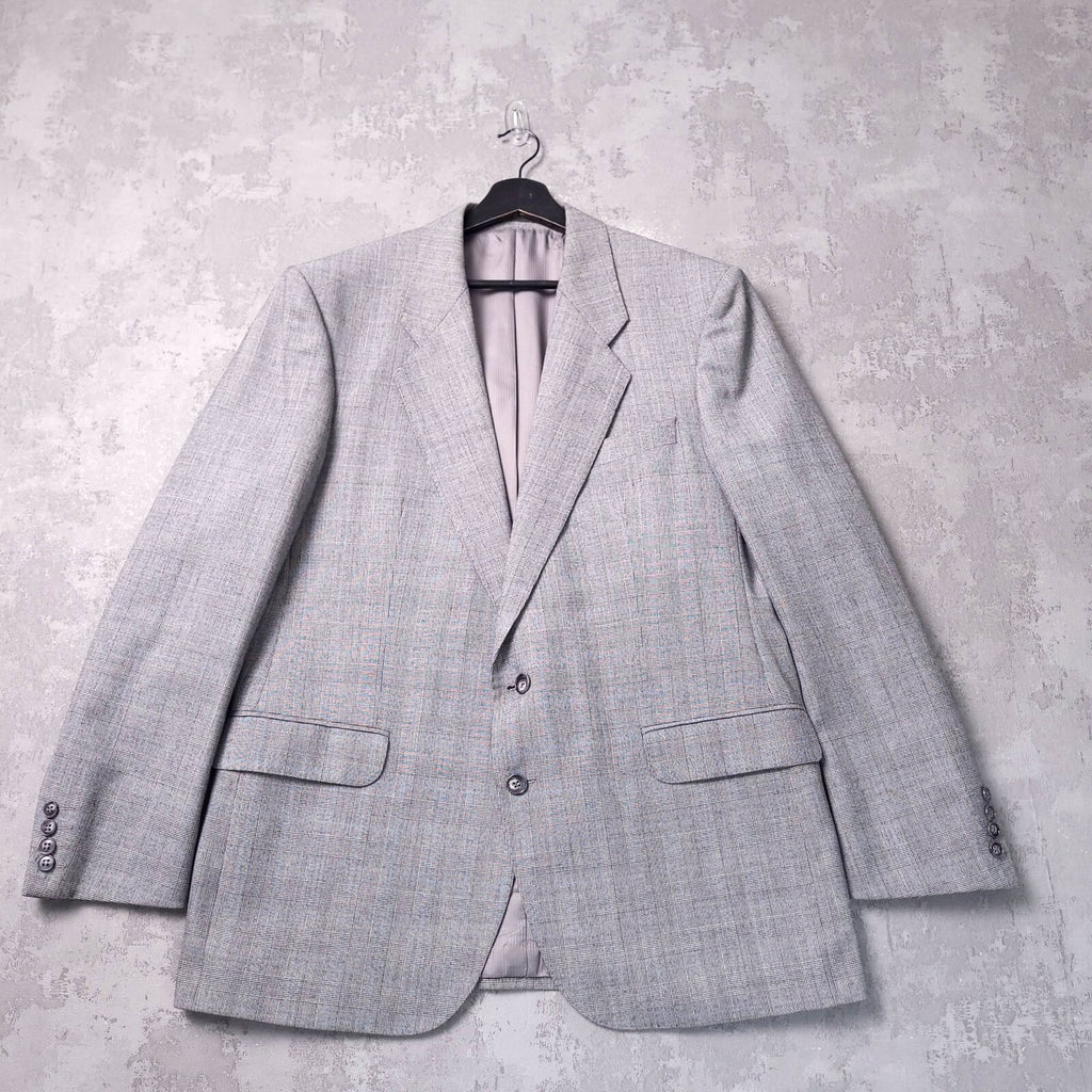 Vintage St Michael Tweed Blazer Jacket Mens 42R Regular Fit Grey Blue Check