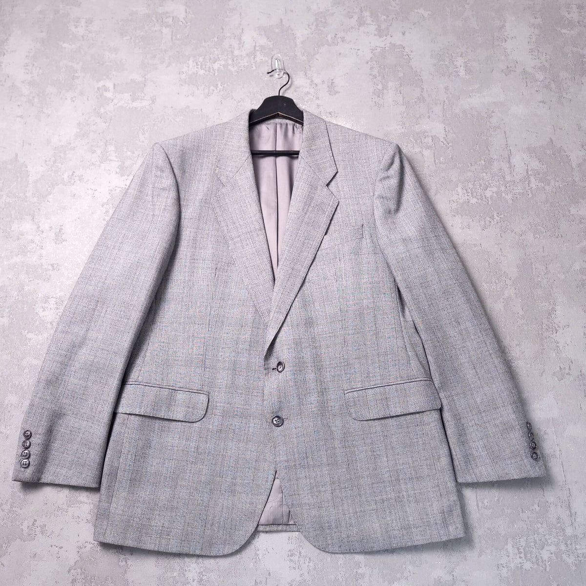 Vintage St Michael Tweed Blazer Jacket Mens 42R Regular Fit Grey Blue Check