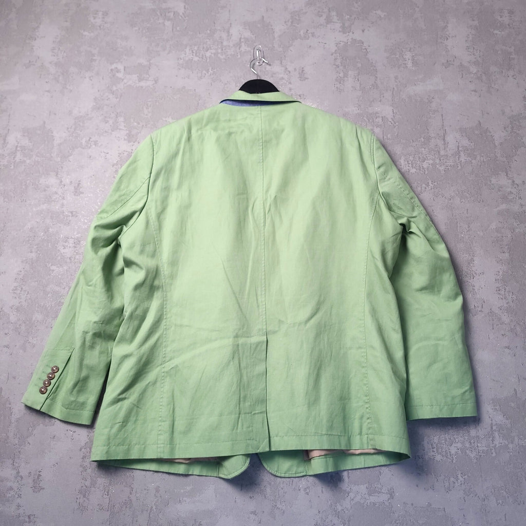 Brook Taverner Linen Cotton Blazer Jacket Mens 52R Regular Fit Green Sport Coat