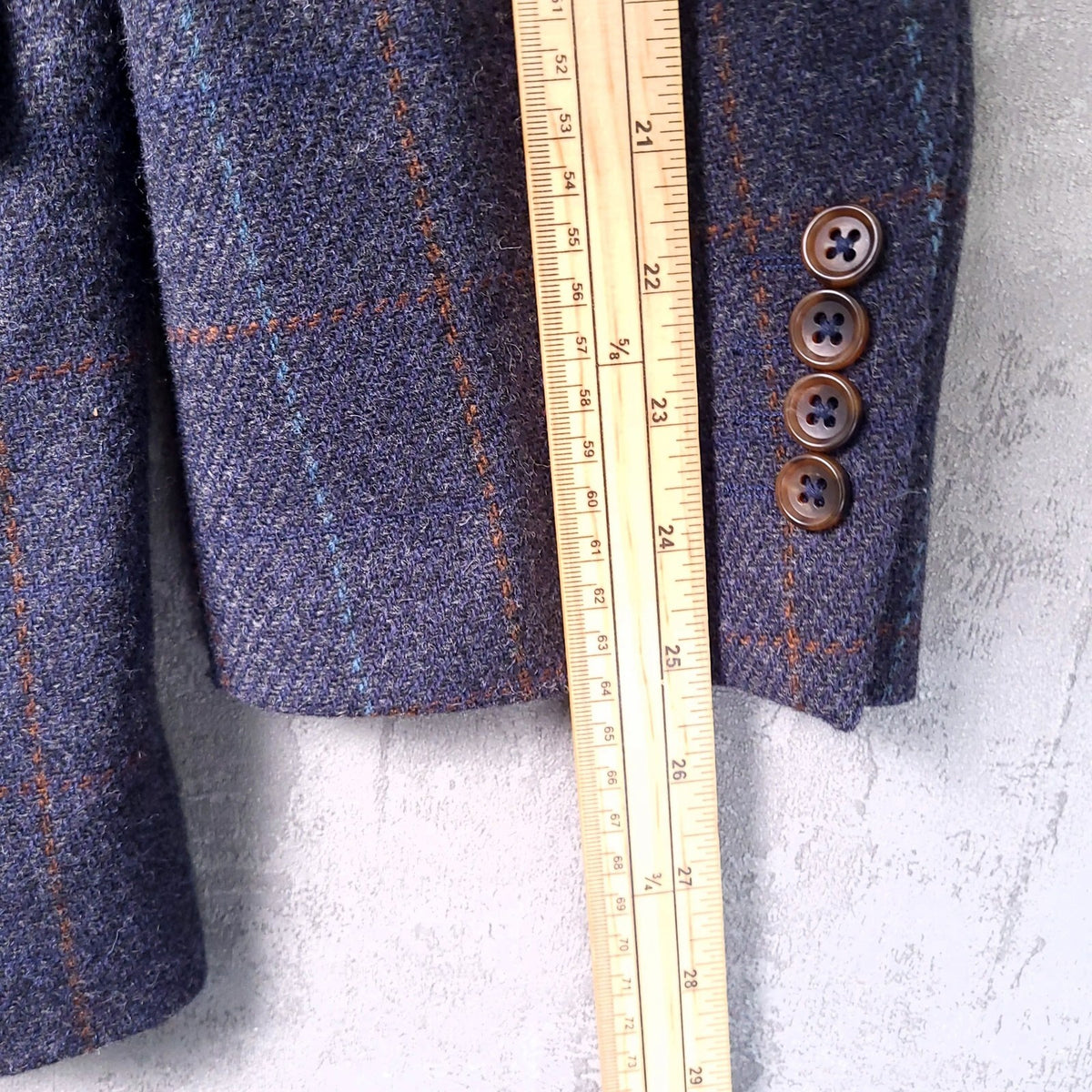 Brook Taverner Tweed Blazer Mens 44R Regular Fit Blue Check 100% Wool Jacket