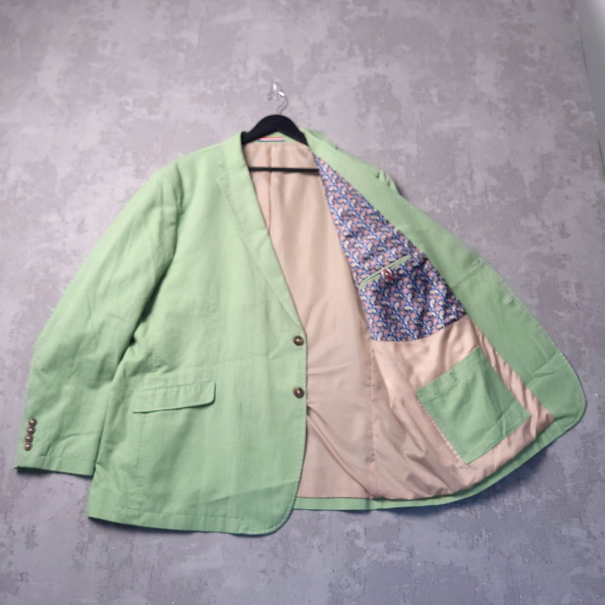 Brook Taverner Linen Cotton Blazer Jacket Mens 52R Regular Fit Green Sport Coat