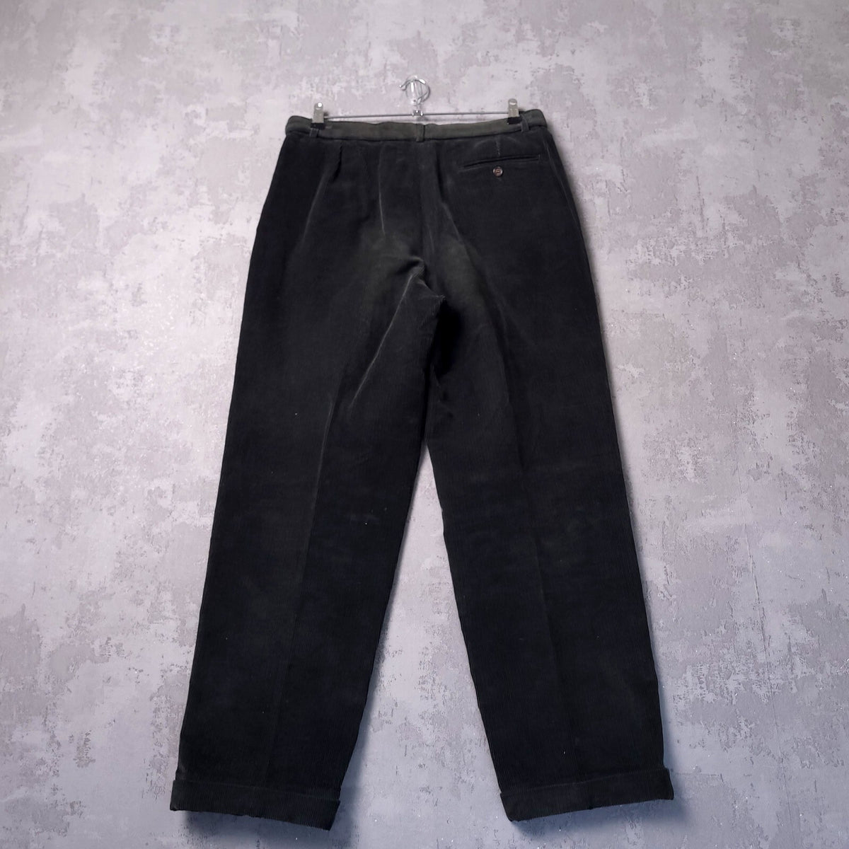 Vintage St Michael Heavy Corduroy Trousers Mens W32 L31 Olive Green Pleated