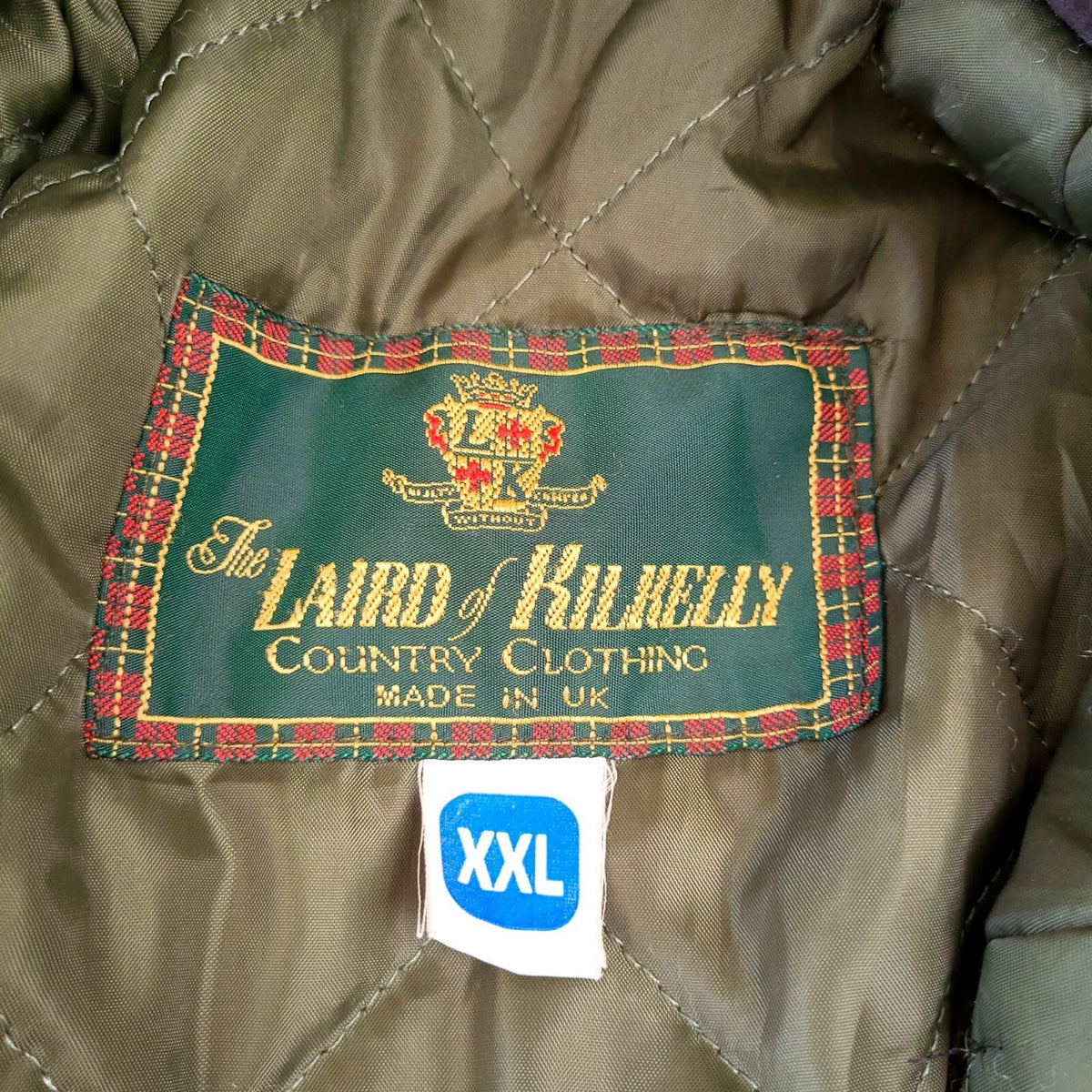 The Laird of Kilkelly Tweed Jacket Mens XXL Regular Olive Green Check Quilted