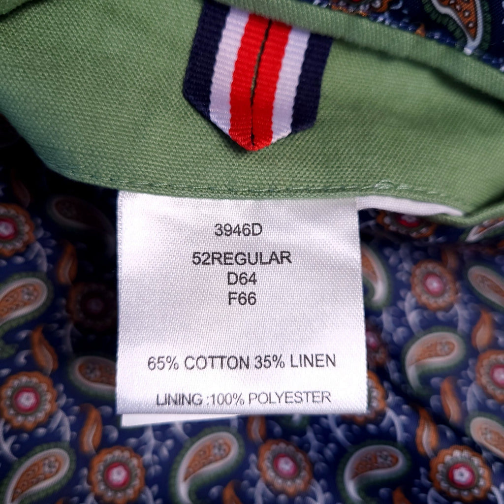 Brook Taverner Linen Cotton Blazer Jacket Mens 52R Regular Fit Green Sport Coat