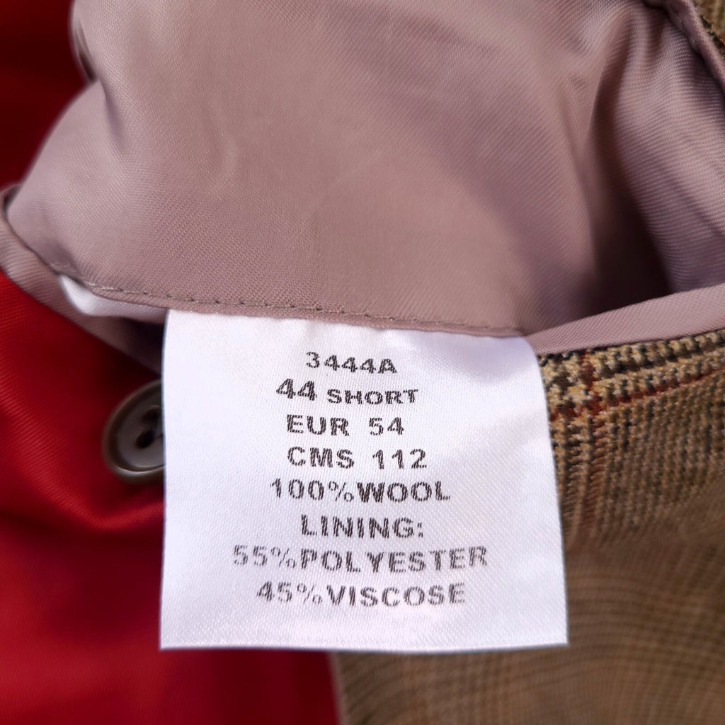 Brook Taverner Tweed Blazer Mens 44S Brown Check 100% Wool Jacket Sport Coat