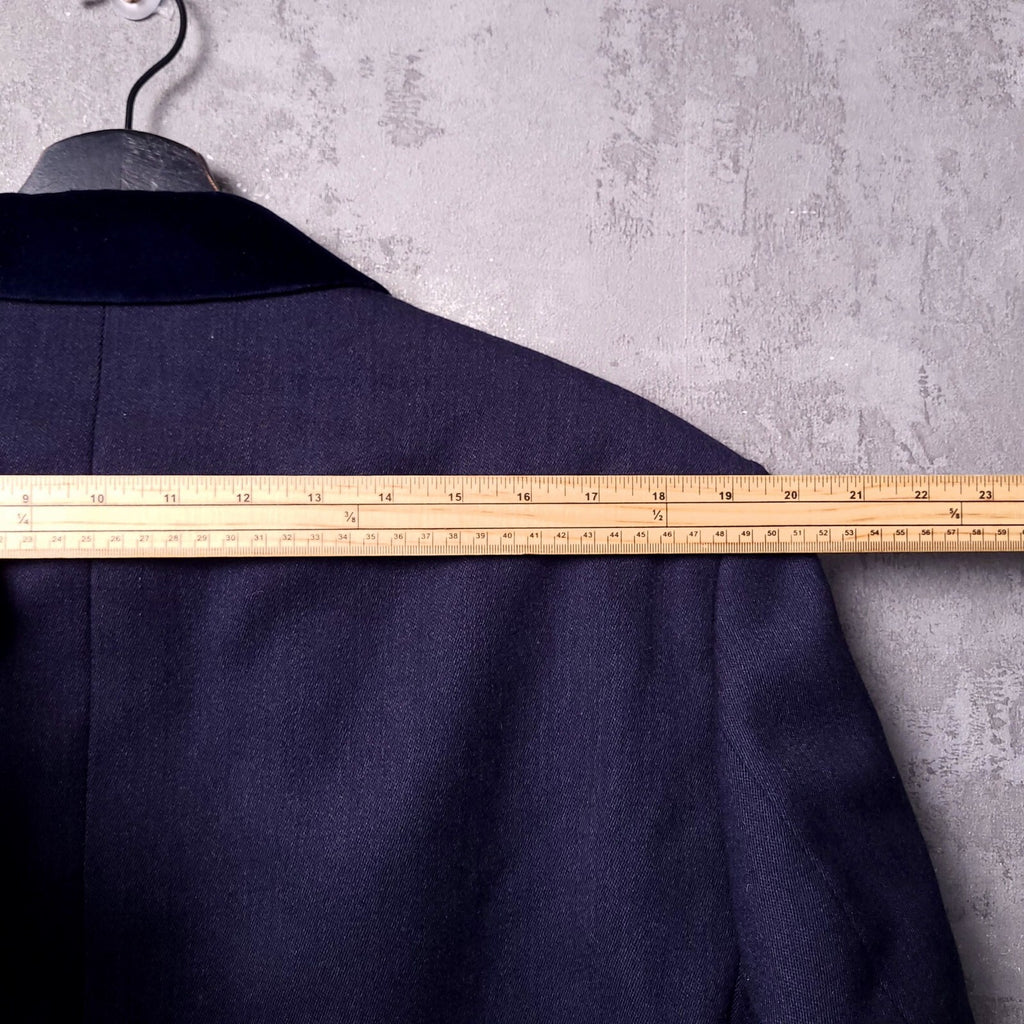 Samuel Windsor Wool Overcoat Mens 44R Reg Fit Navy Chesterfield Velvet Collar