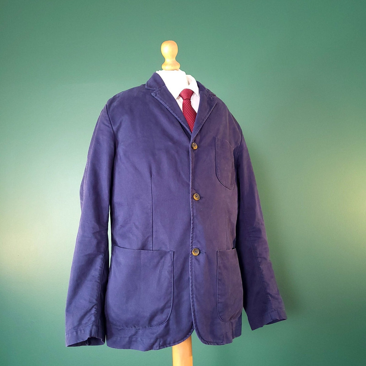 Sebago Blazer Jacket Mens 42 Regular Fit Navy Blue Sport Coat Cotton Chore