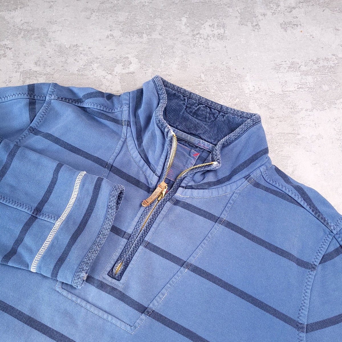 Fat Face Airlie Quarter Zip Jumper Mens 2XL XXL Blue Stripe Cotton