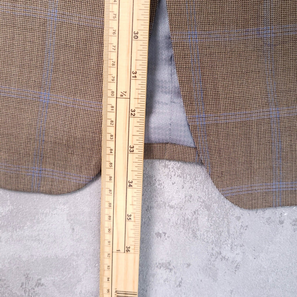 Marks & Spencer Wool Cashmere Blazer Jacket Mens 44L Tobacco Brown Check Sport