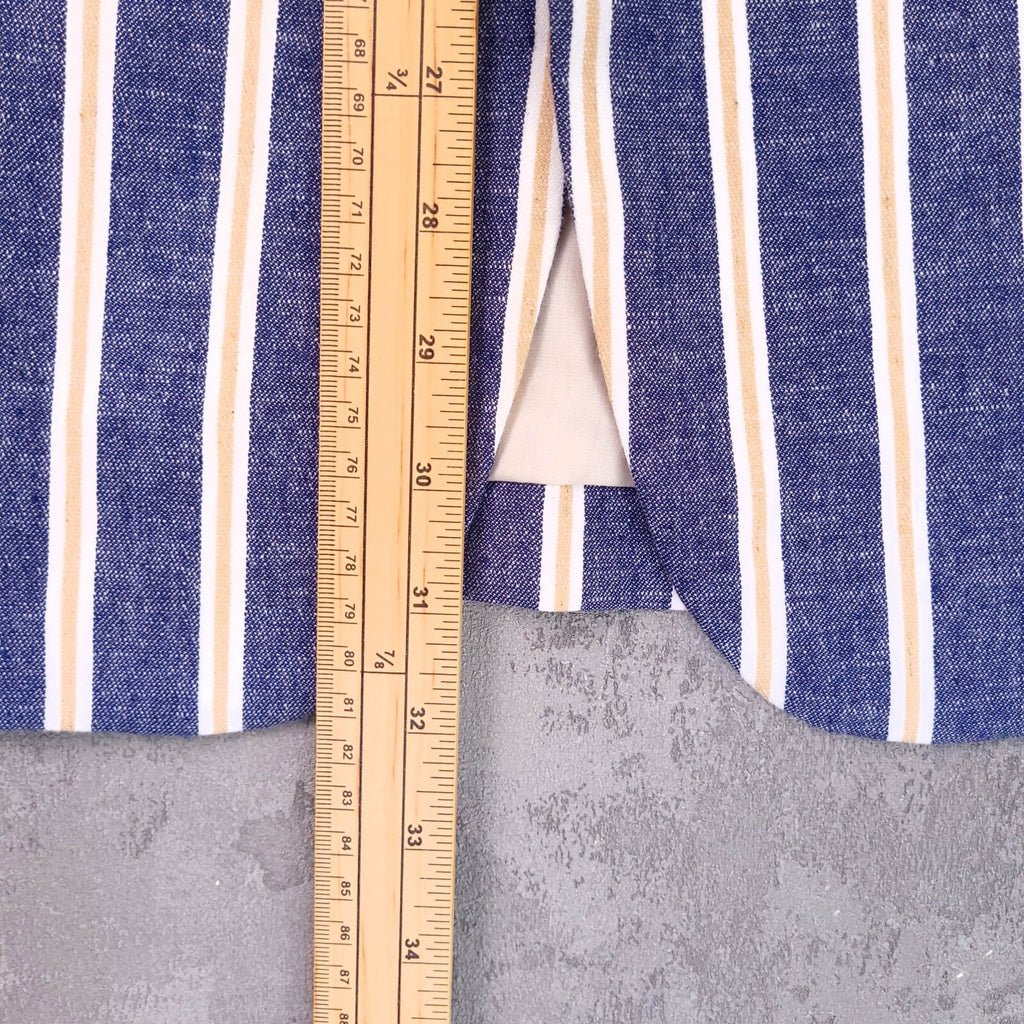 Brook Taverner Linen Blazer Mens 46S Short Fit Blue White Stripe Jacket Boating