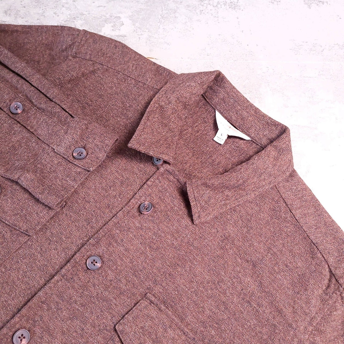 Seasalt Overshirt Shirt Mens L Regular Fit Brown Button Down Long Sleeve Cotton