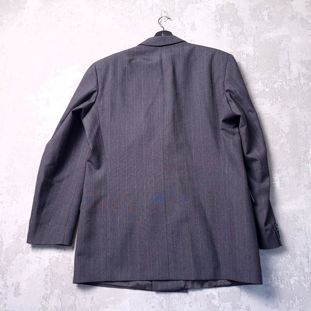 Vintage St Michael Wool Blazer Jacket Mens 42L Grey Pinstripe Double Breasted
