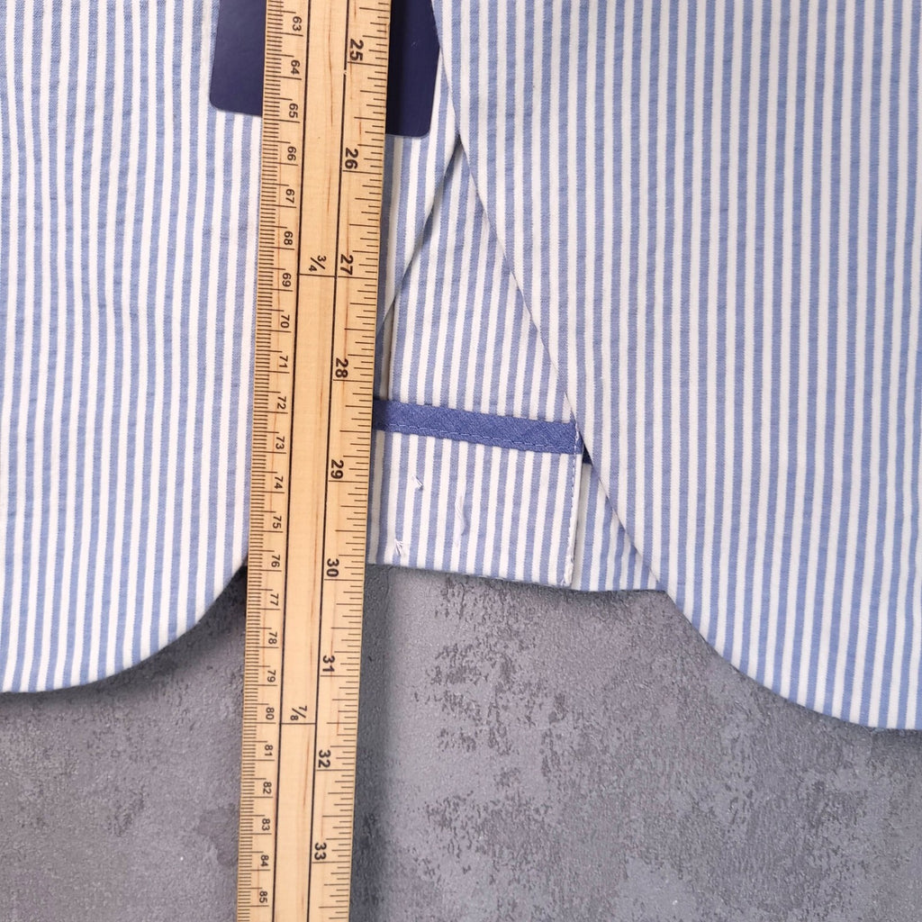 Brook Taverner Seersucker Blazer Jacket Mens 46S Tailored Blue Stripe Boating