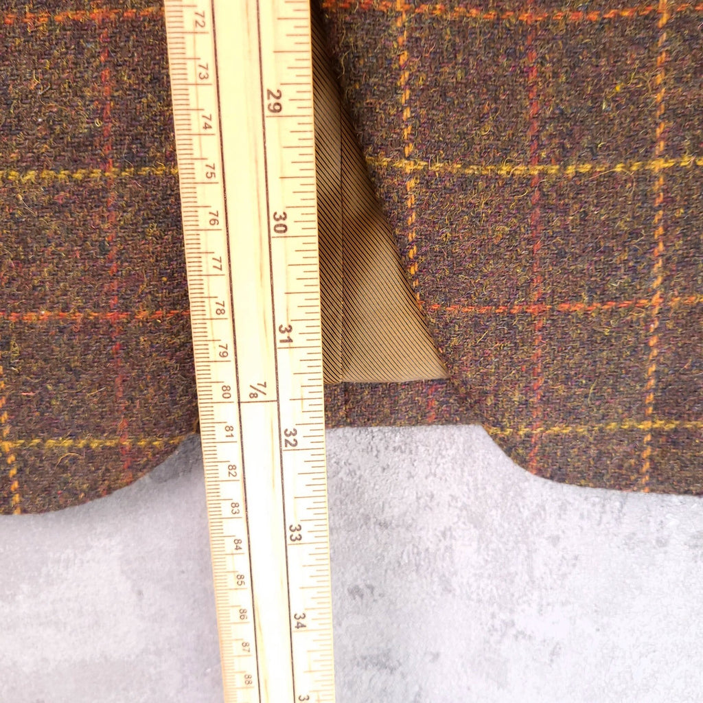 Brook Taverner Tweed Blazer Mens 40L Brown Check 100% Wool Jacket Sport Coat