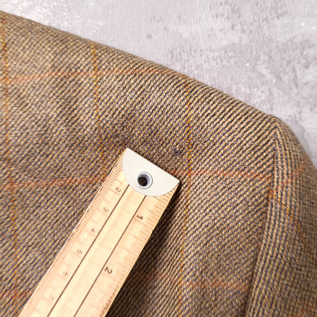 Marks & Spencer Tweed Blazer Jacket Mens 42S Beige Check Sport Coat Pure Wool