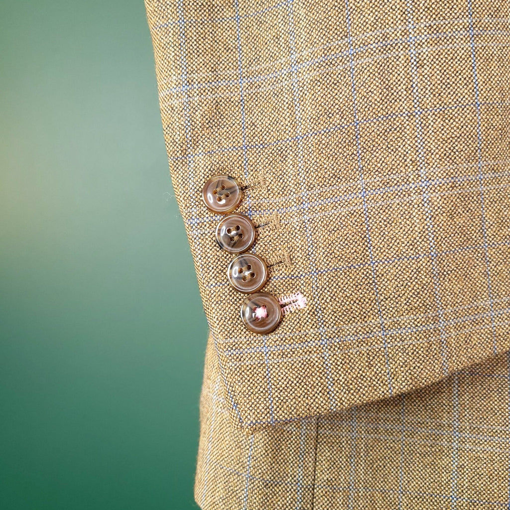 Mark Westwood Tweed Blazer Jacket Mens 42R Regular Fit Brown Blue Check Sport