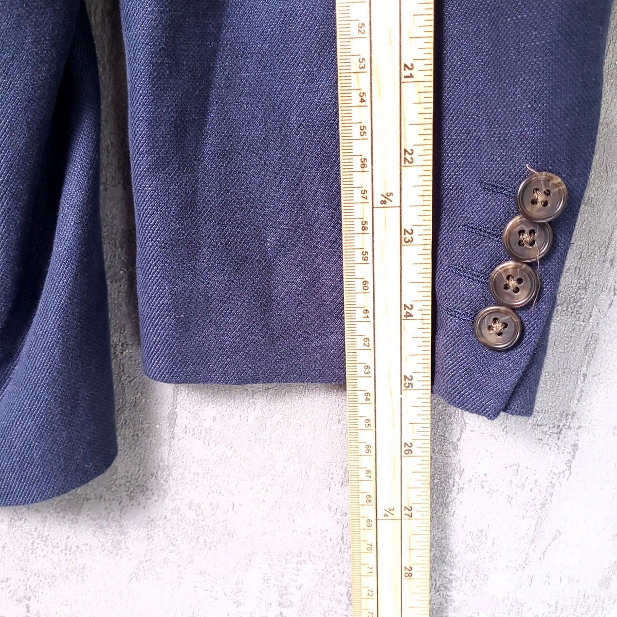 Next Linen Blazer Jacket Mens 44R Slim Fit Blue Sport Coat Elbow Patch