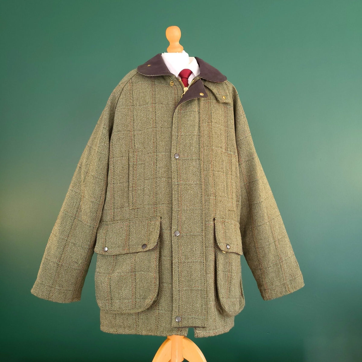 The Laird of Kilkelly Tweed Jacket Mens XXL Regular Olive Green Check Quilted