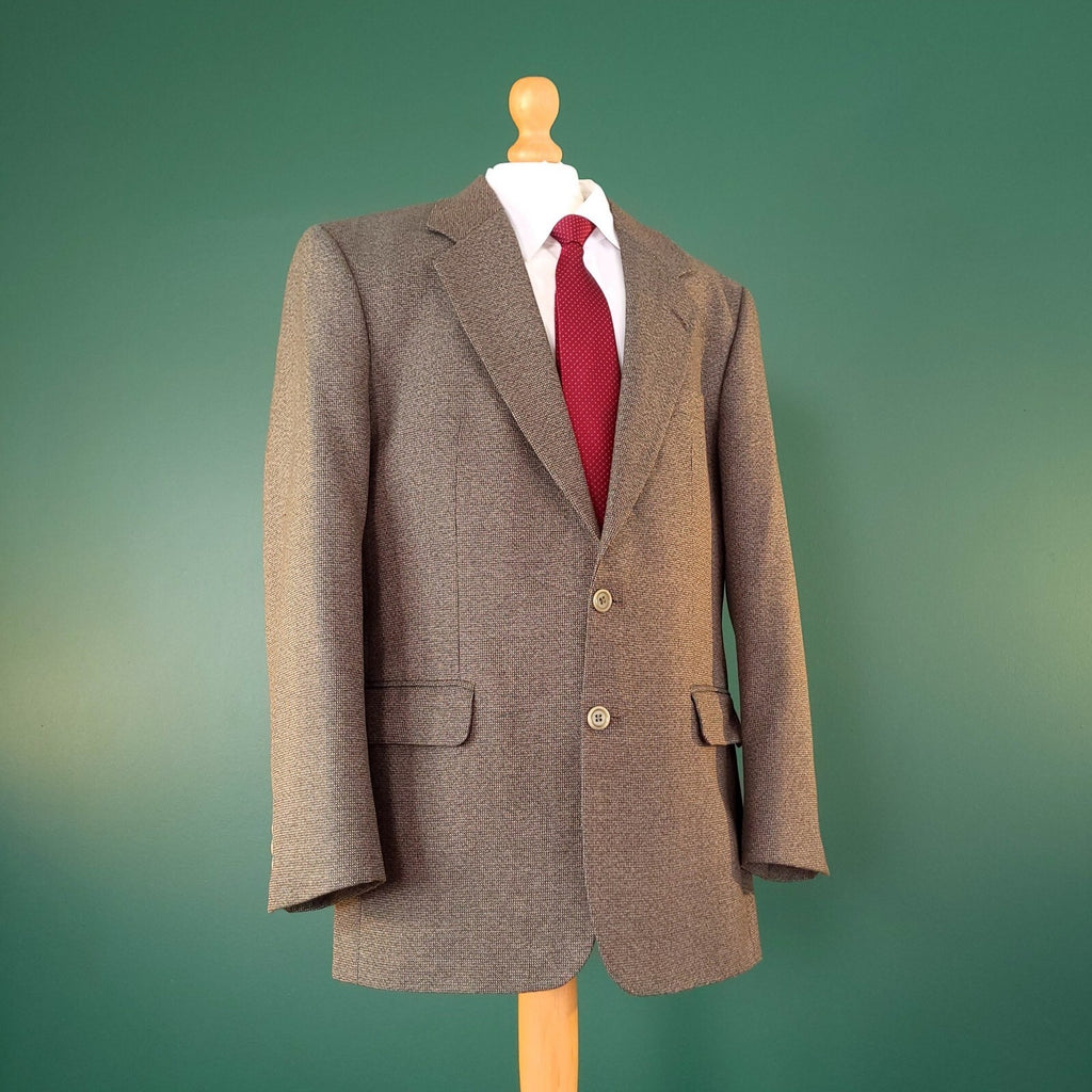 Brook Taverner Tweed Blazer Jacket Mens 38R Regular Fit Brown Sport Coat