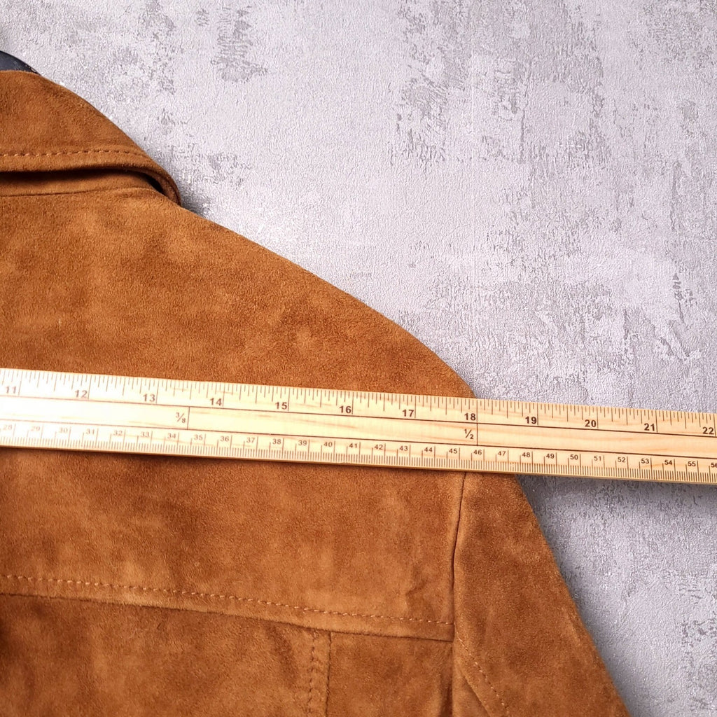 Superdry Suede Leather Jacket Mens M Regular Fit Brown Tan Harrington Full Zip