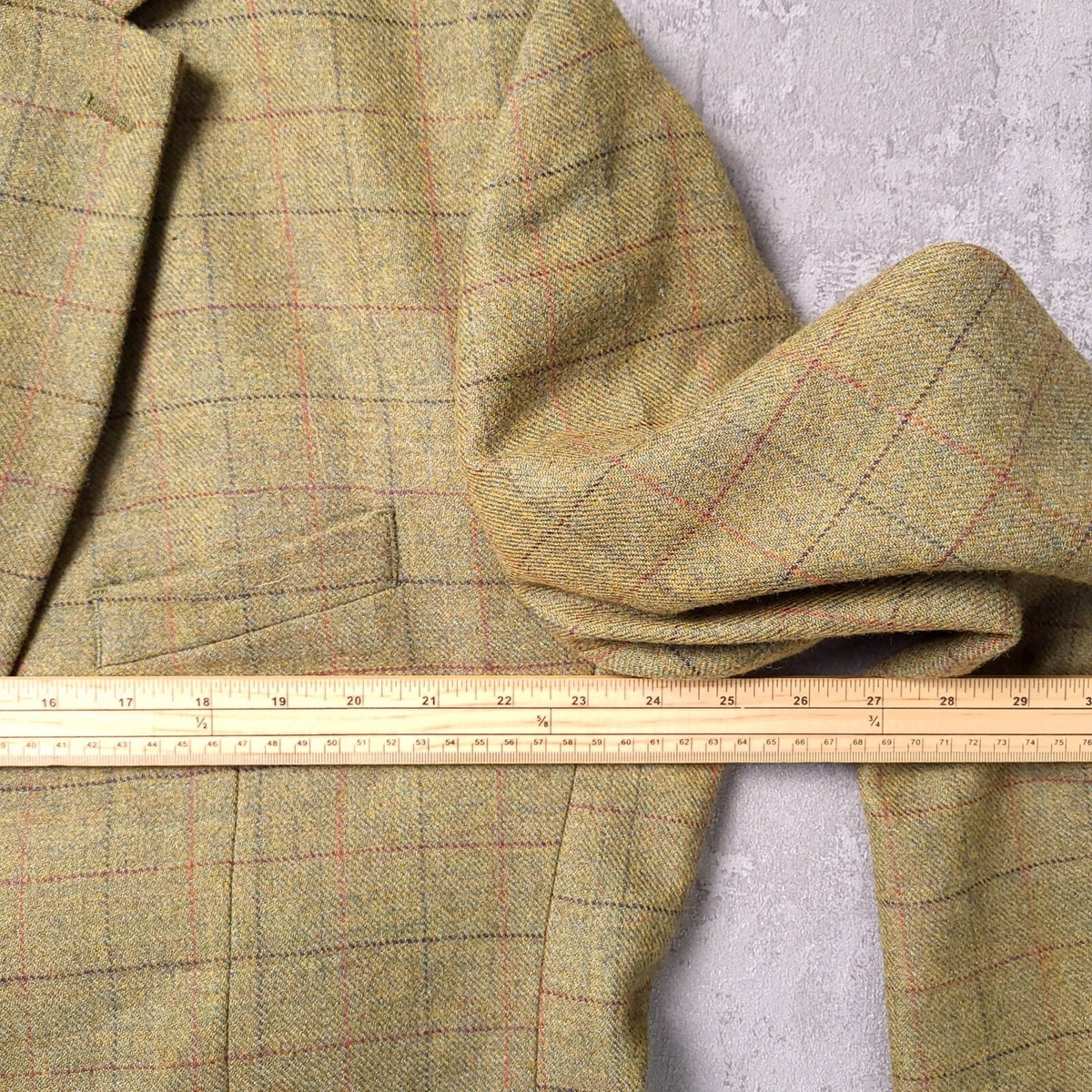 Samuel Windsor Tweed Blazer Jacket Mens 46R Regular Fit Green Check Sport Coat