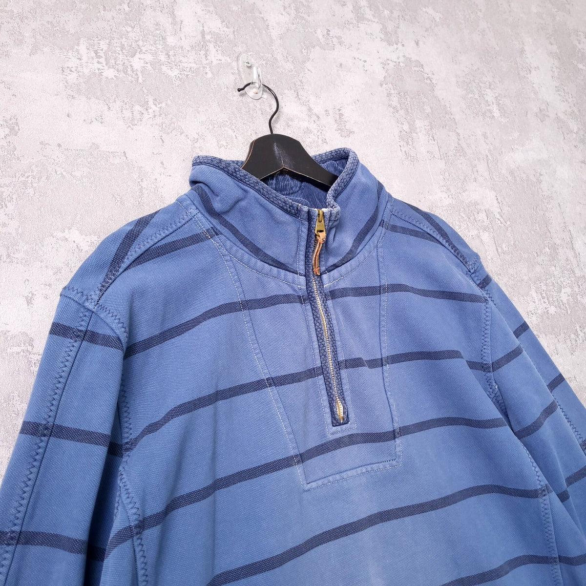 Fat Face Airlie Quarter Zip Jumper Mens 2XL XXL Blue Stripe Cotton