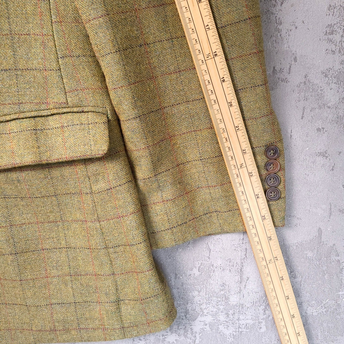 Samuel Windsor Tweed Blazer Jacket Mens 46R Regular Fit Green Check Sport Coat