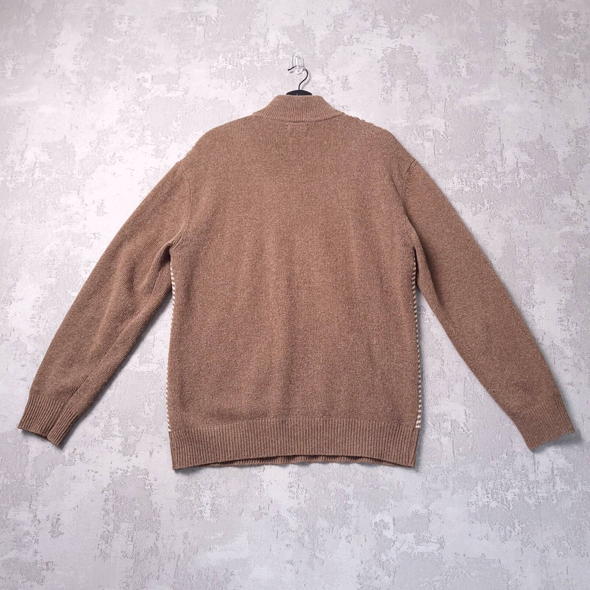 Next Signature Wool Cashmere Jumper Mens L Regular Fit Brown Herringbone Quarter