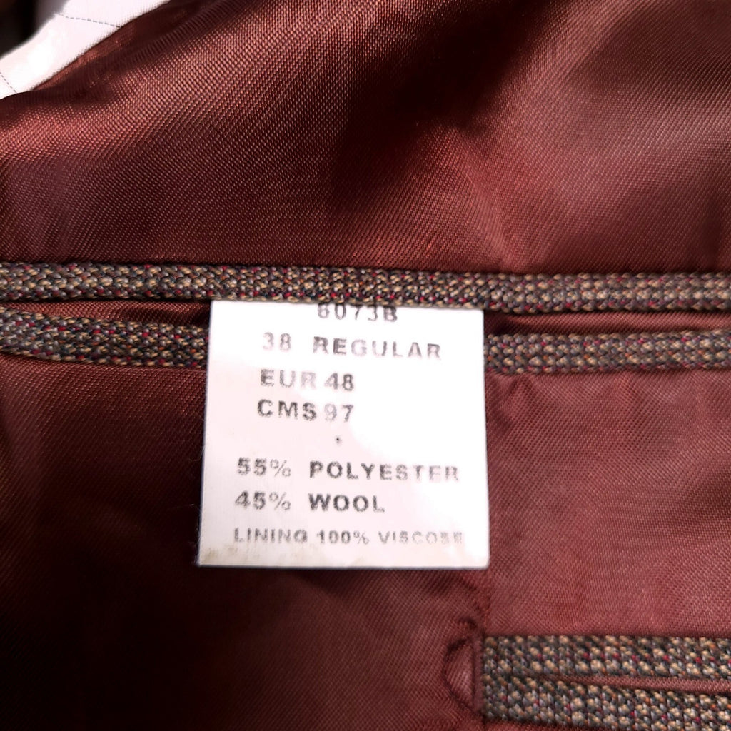 Brook Taverner Tweed Blazer Jacket Mens 38R Regular Fit Brown Sport Coat