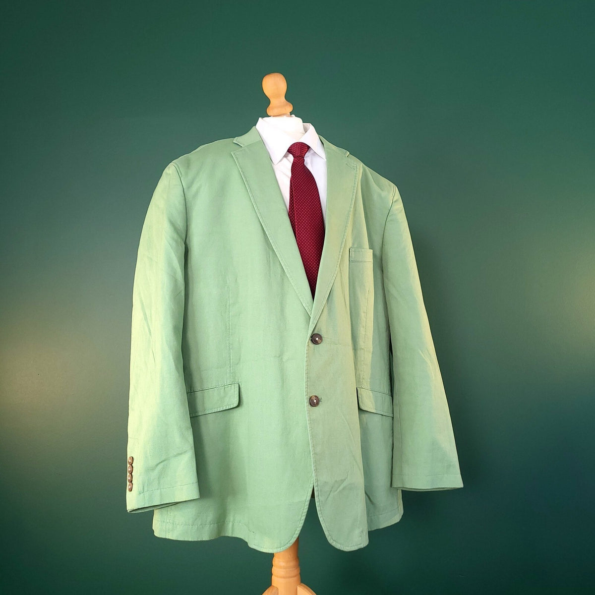 Brook Taverner Linen Cotton Blazer Jacket Mens 52R Regular Fit Green Sport Coat