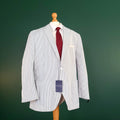 Brook Taverner Seersucker Blazer Jacket Mens 46S Tailored Blue Stripe Boating
