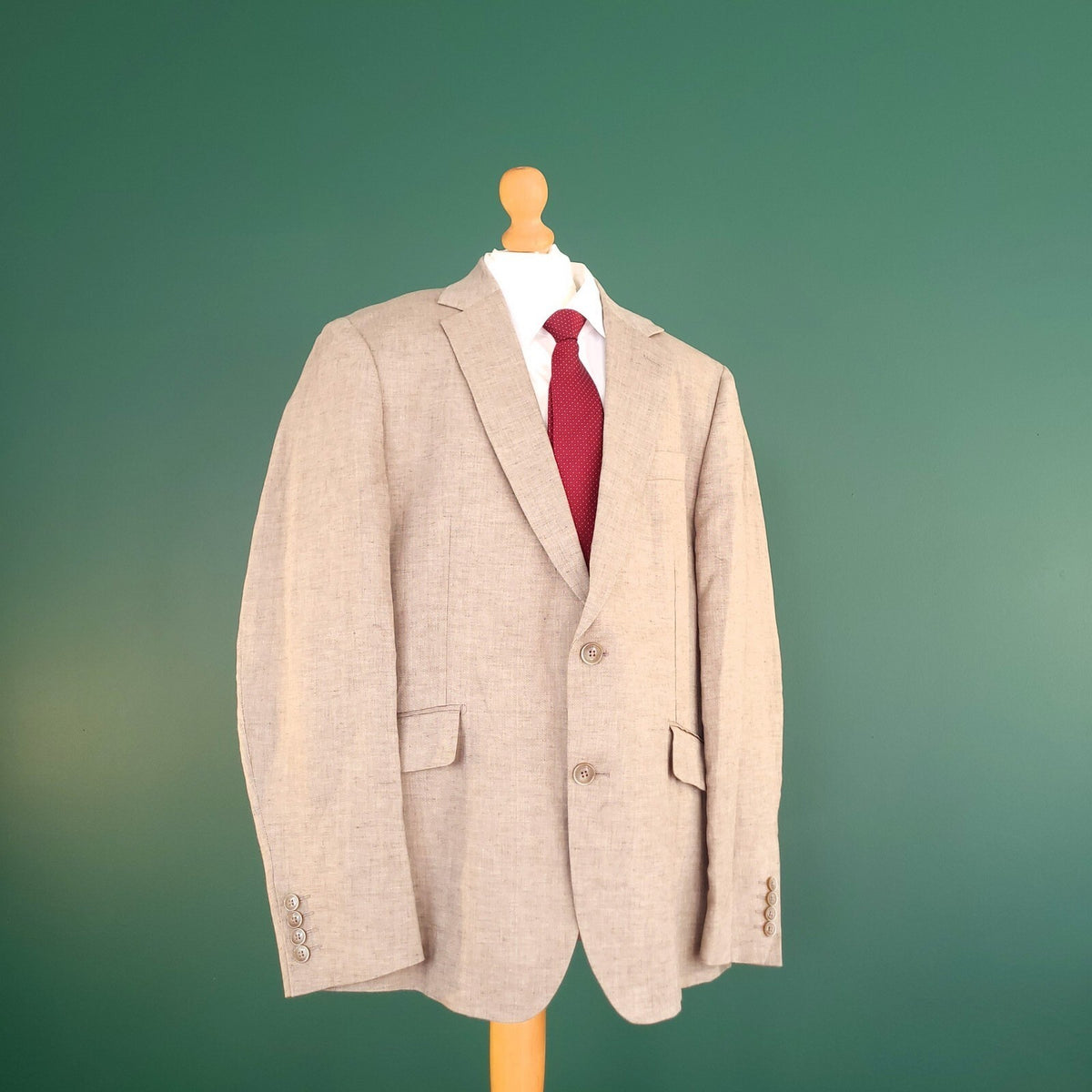 Hackett Linen Blazer Jacket Mens 42R Regular Fit Tan Sport Coat Two Button