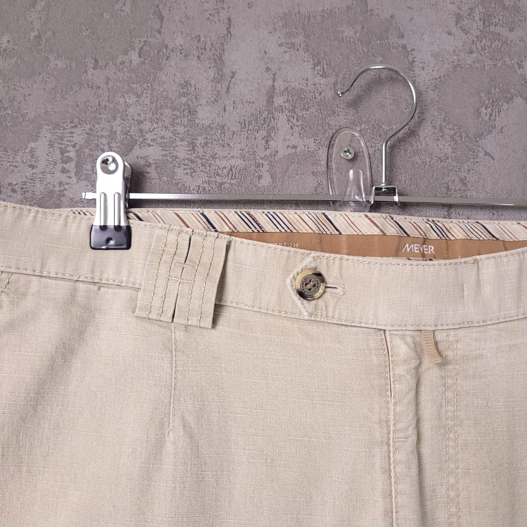Meyer Trousers Mens W38 L34 Regular Fit Beige Cotton Stretch Chinos
