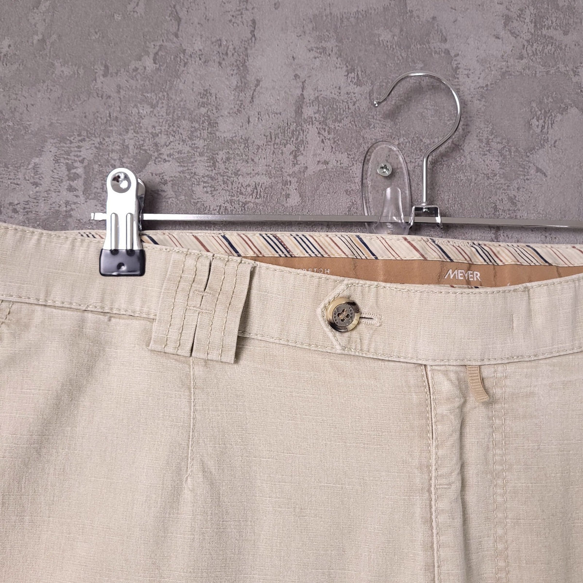Meyer Trousers Mens W38 L34 Regular Fit Beige Cotton Stretch Chinos