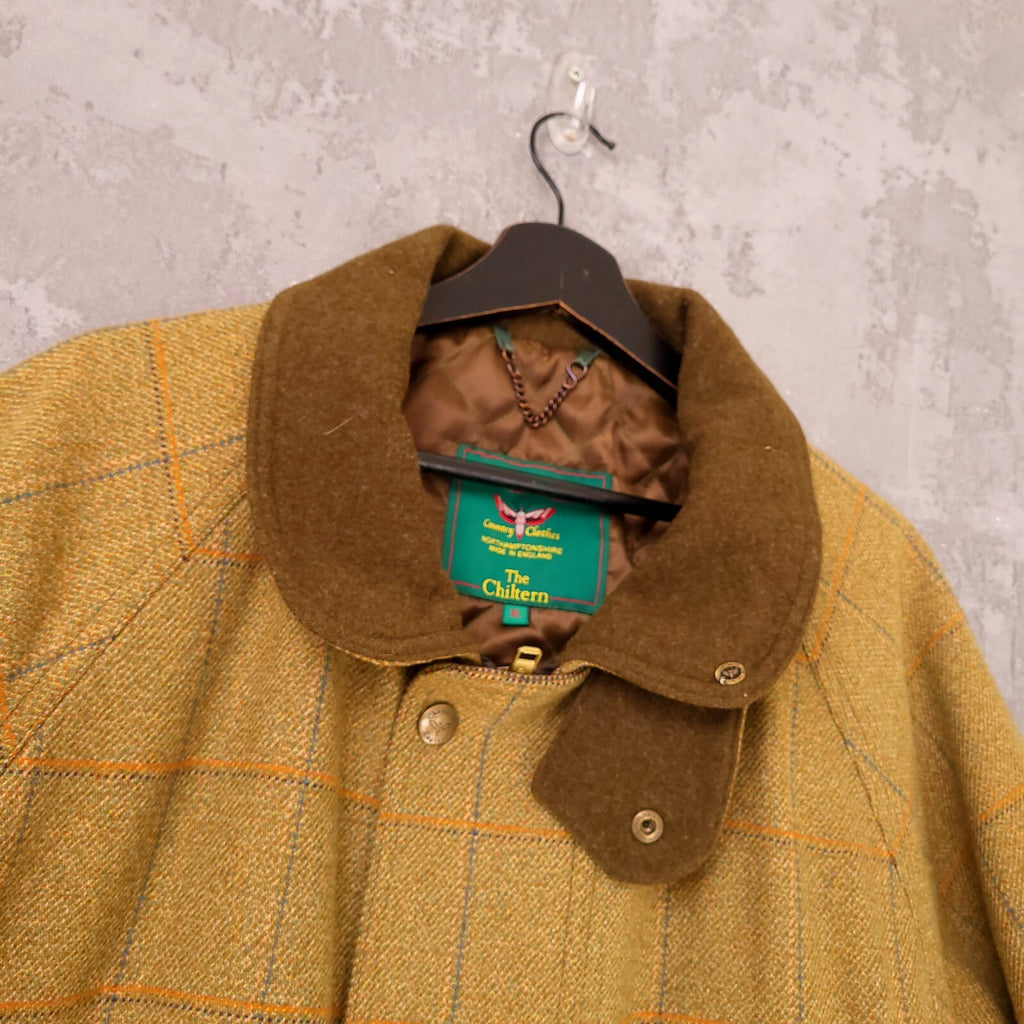 Chrysalis Tweed Overcoat Field Jacket Mens XL Mustard Yellow Check The Chiltern