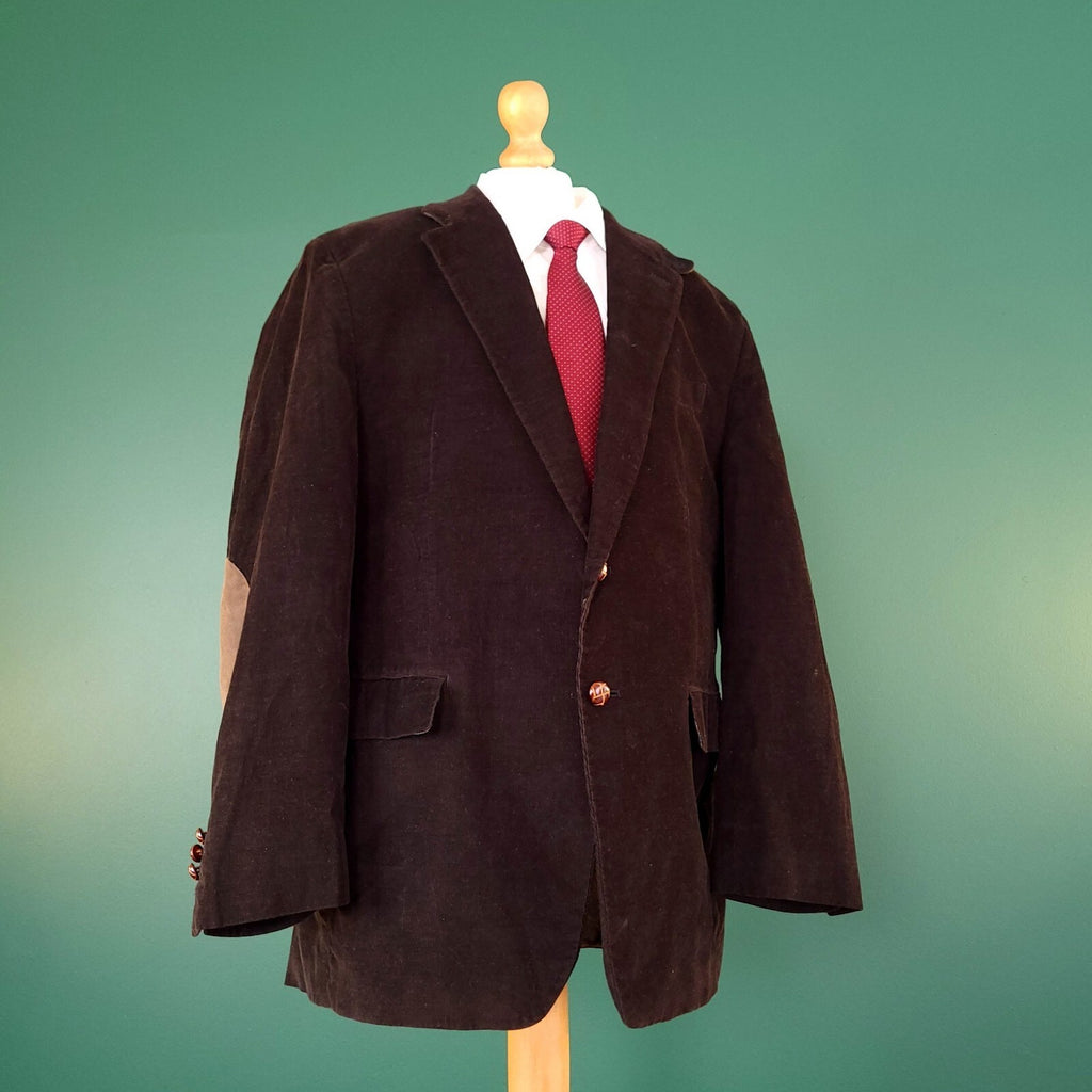 Lauren Ralph Lauren Corduroy Blazer Jacket Mens 42R Reg Fit Brown Elbow