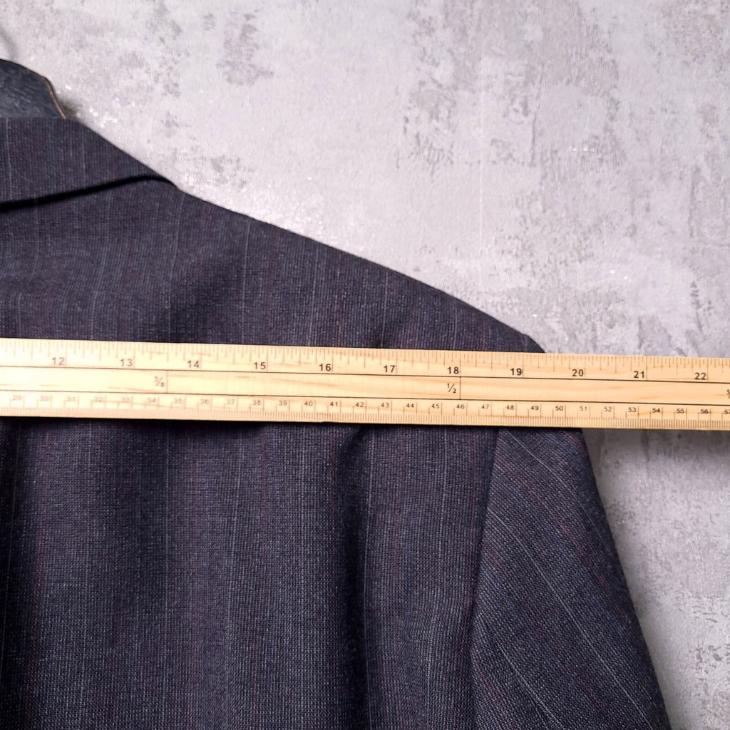 Vintage St Michael Wool Blazer Jacket Mens 42L Grey Pinstripe Double Breasted